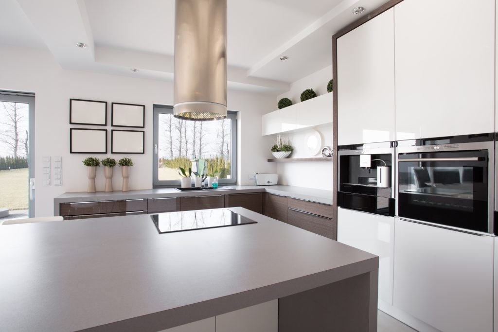 A modern, sophisticated kitchen countertop
