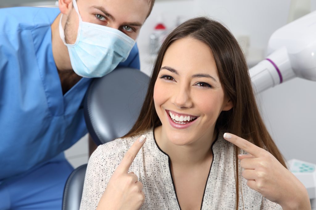 a woman with her dentist