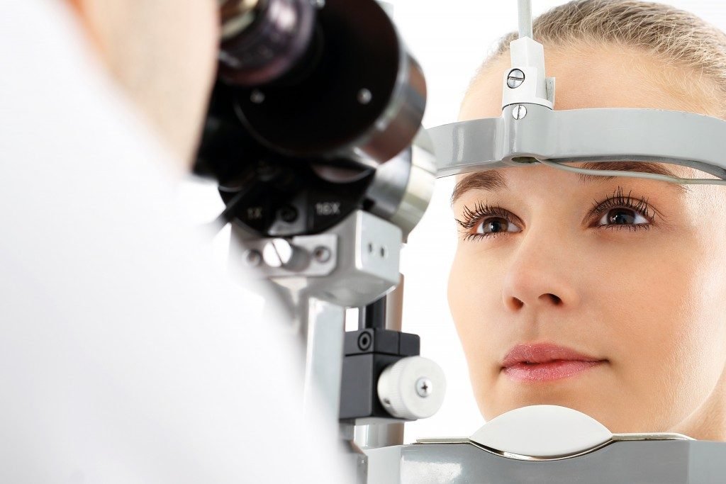 Woman undergoing eye examination