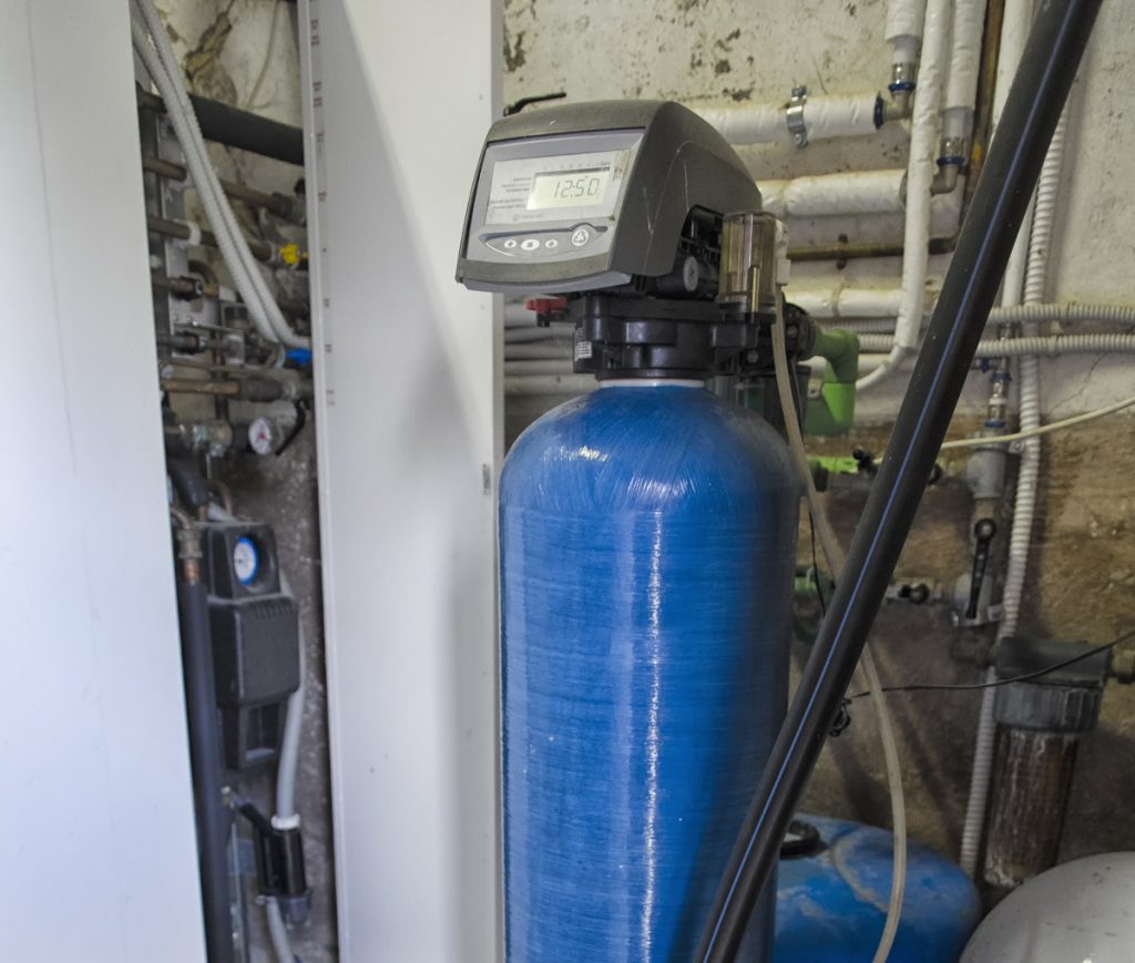 Blue and black water softener