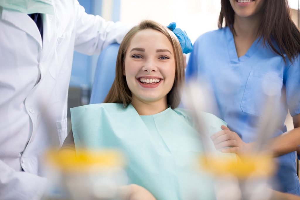 Patient smiling in the dental office