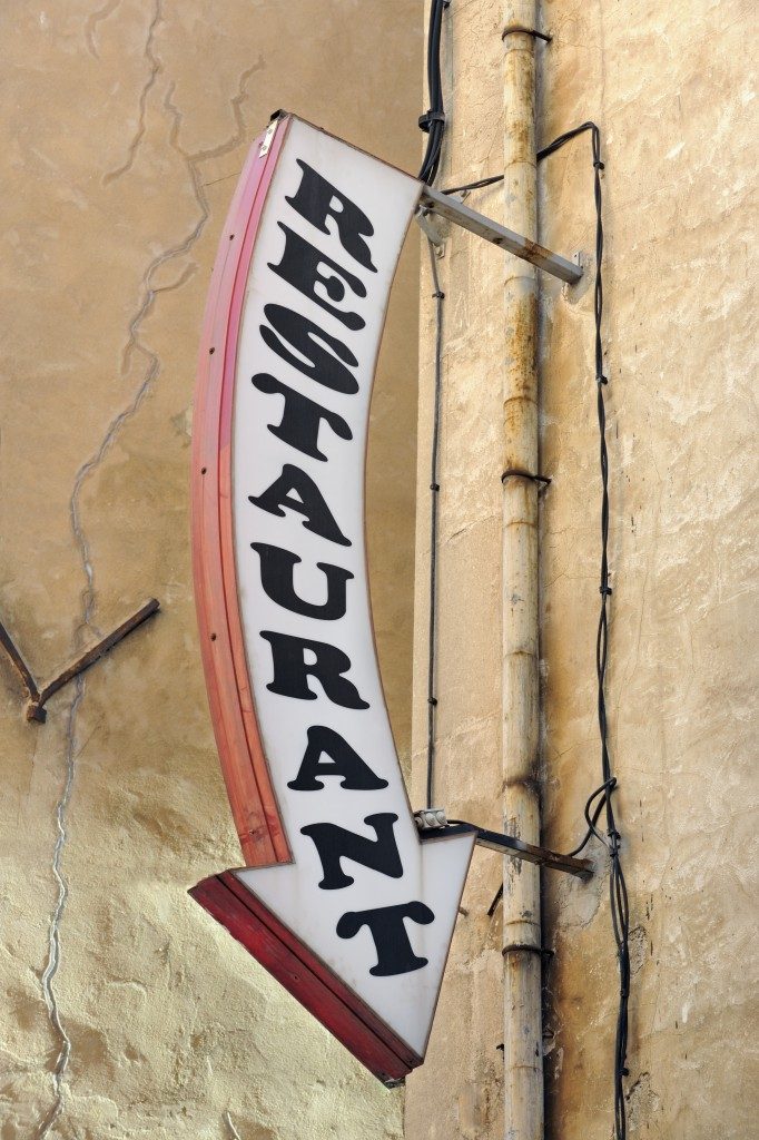 Restaurant arrow sign