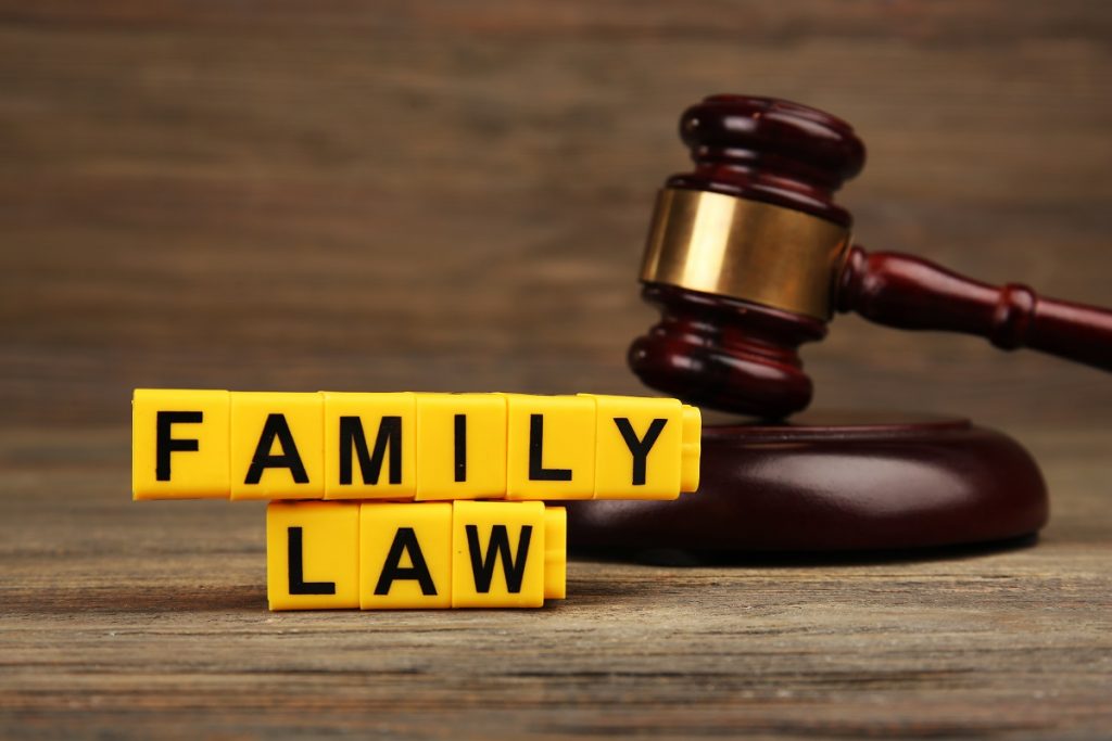 yellow blocks saying family law