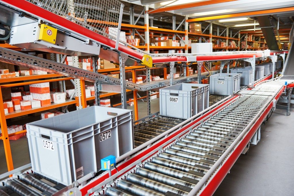 conveyor belt at a factory