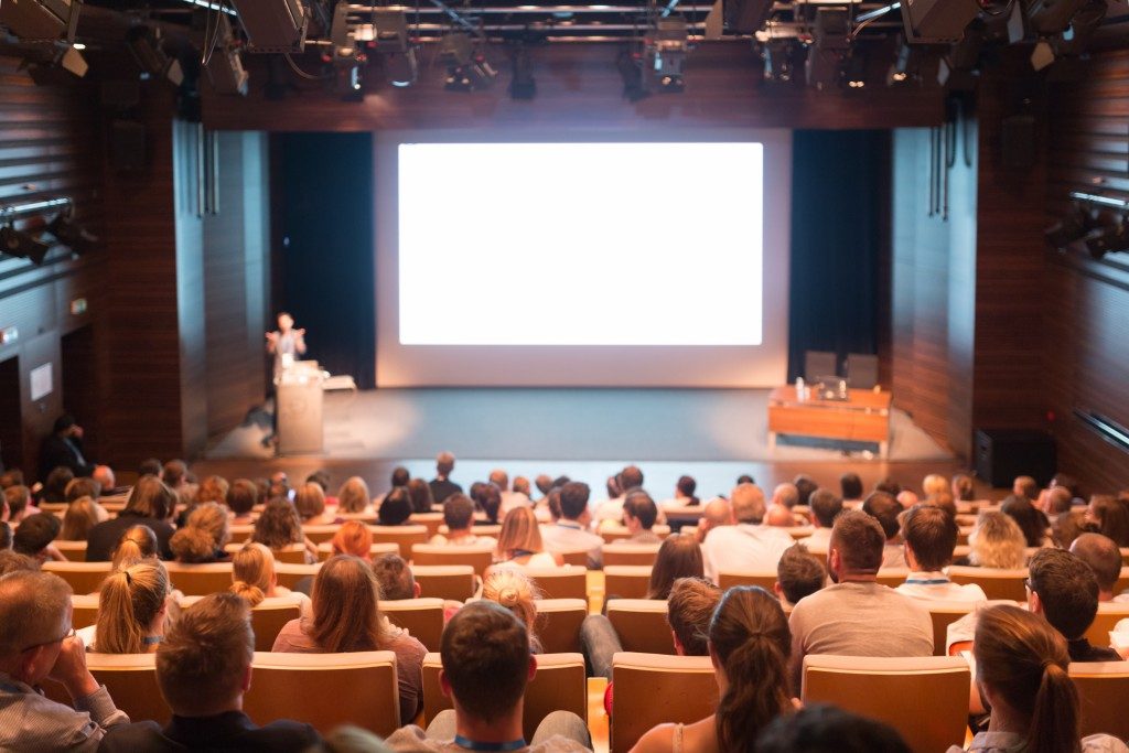 A business conference in a theater