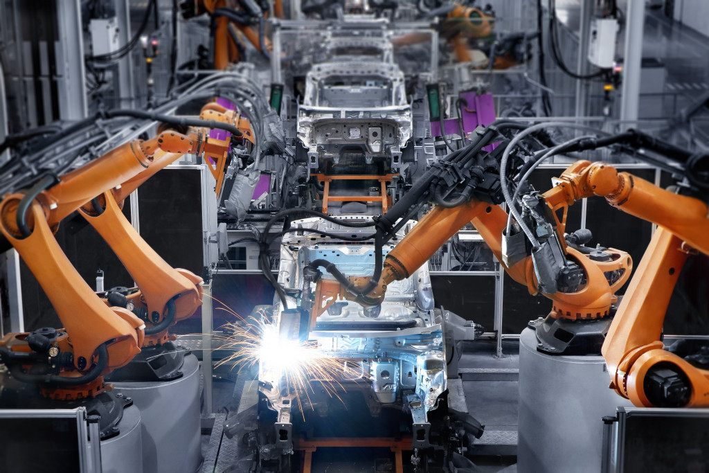 robots in production line