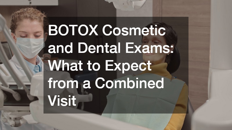 patient sitting on a dental chair, next to her dentist wearing a surgical mask